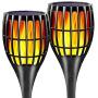 Fatpoom Solar Lights Upgraded, Flickering Flame Solar Torches Lights Waterproof Outdoor Lighting Solar Powered Pathway Lights Landscape Decoration Lighting Auto On/Off for Patio Driveway, 2Pack