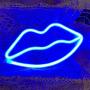 Lip Shaped Neon Signs for Wall Decor,USB or Battery Decor Light,Neon Lights for Bedroom,LED Sign Neon Light for Bar,Christmas,Party,Kids,Girls Living Room(Blue)