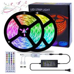 Led Strip Lights,AMKI 32.8Ft IP65 Waterproof RGB Light Strip Kits with Remote for Room, Bedroom, TV, Kitchen, Desk, Color Changing Led Strip SMD5050 with 3M Adhesive Tape, 12V Power Supply