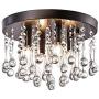 Maxax Crystal Chandelier Lighting,Modern Mini Chandelier 4 Lights Flush Mount Ceiling Light for Hallway, Kitchen, Dining Room, Kids Room,Antique Black Finish