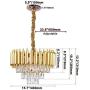 Modern Crystal Pendant Light 3 Tiers Raindrop Crystal Chandelier Round Chandelier Flush Mount Ceiling Lighting Fixture for Living Room Dining Room Lobby Restaurant,E12x5 Lights,Gold
