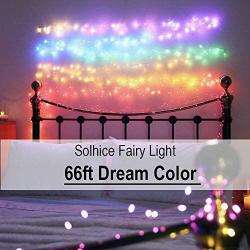 Solhice 66ft Color Changing LED Fairy Lights USB Powered, 200 LEDs RGB String Lights with Remote Control for Girl Bedroom, Chasing Lights Waterproof for Party Wedding Decoration