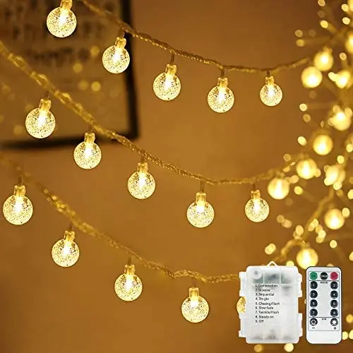 SZWTC 33ft 80 LEDs Globe String Lights Battery Operated, Fairy Lights Waterproof 8 Modes with Remote Control for Home, Party, Christmas, Wedding, Patio, Garden Decoration (Warm White) SZWTC 33ft 80 LEDs Globe String Lights Battery Operated, Fairy Lights Waterproof 8 Modes with Remote Control for Home, Party, Christmas, Wedding, Patio, Garden Decoration (Warm White)