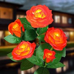 Outdoor Solar Garden Stake Lights,Upgraded LED Solar Powered Lights, Solar Decorative Lights, 2 Modes Flashing Lighting Solar Rose Lights for Patio Pathway Courtyard Garden Lawn (Orange）