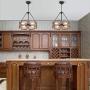 Bribyit Farmhouse Wood Drum Chandeliers for Dining Rooms Hand-Painted Antique Finish, Antique Wood and Metal Chandelier Ceiling Pendant Light 4 Candle Holder Lights
