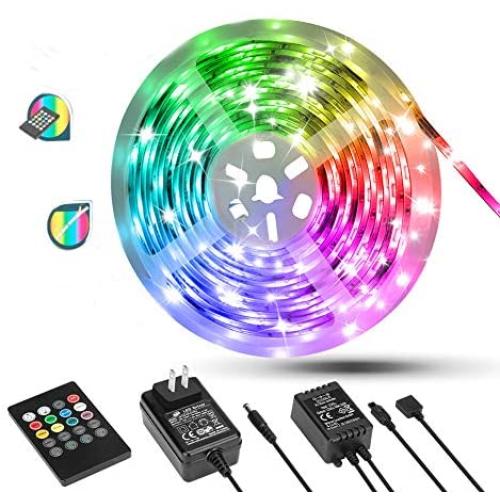 Led Strip Lights, Color Changing Strip Lights 16.4ft Music Sync, Bulit-in Sensitive Mic, RGB Led Music Light Strip with Remote for Room, Bedroom, Gaming Desk, TV Led Strip Lights, Color Changing Strip Lights 16.4ft Music Sync, Bulit-in Sensitive Mic, RGB Led Music Light Strip with Remote for Room, Bedroom, Gaming Desk, TV