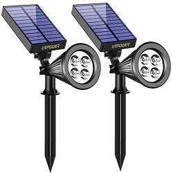 URPOWER Solar Lights, 2-in-1 Waterproof 4 LED Solar Spotlight Adjustable Wall Light Landscape Light Security Lighting Dark Sensing Auto On/Off for Patio Deck Yard Garden Driveway Pool Area(2 Pack)