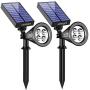 URPOWER Solar Lights, 2-in-1 Waterproof 4 LED Solar Spotlight Adjustable Wall Light Landscape Light Security Lighting Dark Sensing Auto On/Off for Patio Deck Yard Garden Driveway Pool Area(2 Pack)