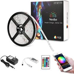 Nexlux Led Light Strip, 32.8ft WiFi Wireless Smart Phone Controlled Non-Waterproof Strip Light Kit White PCB 5050 LED Lights,Working with Android and iOS System,IFTTT