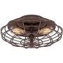Industrial Rustic Farmhouse Ceiling Light Flush Mount Fixture LED Dark Rust Caged 18 1/2'' Wide 3-Light for Bedroom Kitchen Living Room Hallway Bathroom - Franklin Iron Works