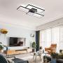 Ganeed Modern Ceiling Light,63W Dimmable LED Ceiling Lamp,3 Square Acrylic Black LED Chandelier,Flush Mount Ceiling Light Fixture for Dining Living Room Study Kitchen,3000-6500K