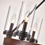 Maxax Farmhouse Chandelier Wood Round Wagon Wheel 6-Lights Kitchen Island Light with Glass Shades for Dining & Living Room, Bedroom, Kitchen and Foyer, Black Finish