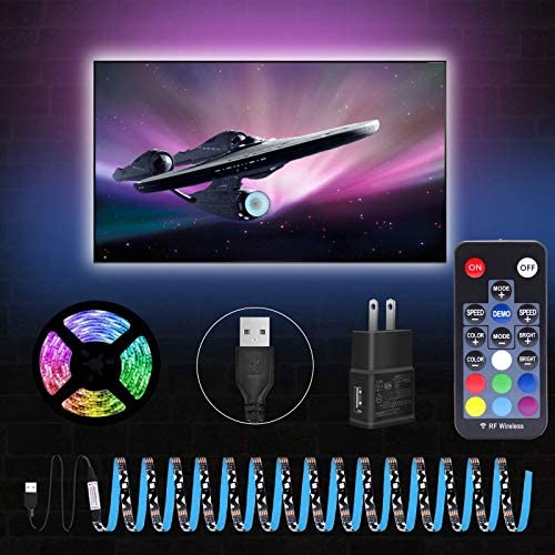 LED Strip Lights, 9.85ft S Shape TV LED Backlights Kit for 40-60 in TV with 18-Key RF Remote, SMD 5050 RGB LED Strips USB Powered for Under Cabinet Lighting, Bias Lighting, Home Theater Decoration