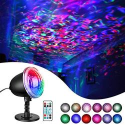 Water Wave LED Projector Light - Ocean Wave Waterproof LED Ripple RGB 3D Water Effect with Remote Control Undersea Strobe Projector Lamp for Christmas Halloween Wedding Party Holiday Disco Kids Adult