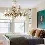 E12 Classic Crystal Pendant Light 8 Lights Adjustable Chain Ceiling Light Fixture Metal Floral Candle Chandelier for Kitchen Living Room Dining Room Cafe