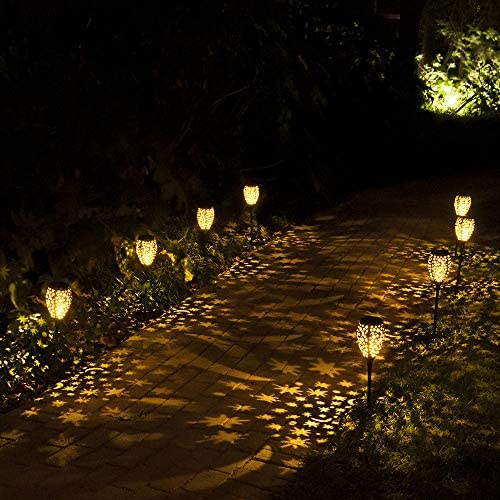 Walensee Solar Lights Outdoor (Black 2 Pack), Garden Decoration and ornamen, Moon and Star Pattern, Metal Sun Powered Stake Decorative Landscape Lamp Waterproof Dusk to Dawn for Lawn, Yard, Walkway