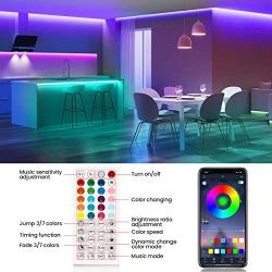 RGB Led Strip Lights 32.8ft,GLIME 10m Led Strips with App Controlled & Music Sync, 5050 Flexible Color Changing Led Strip Lights 44 Keys IR Remote for Bedroom Kitchen Party Bar DIY Decoration