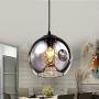 MAMEI Modern Grey Glass Globe Pendant Light Fixture with Crystal Drop D7.8'' for Island and Dinning Room