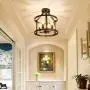 UOFUS Metal Semi Flush Mount Ceiling Light Fixture ，4 Candle Holder Lights Rustic Chandelier ，Farmhouse Lighting for Living Room Bedroom Kitchen Hallway