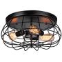Vintage Semi Flush Mount Ceiling Light, Elibbren E26 Industrial Metal Cage Ceiling Light Fixture 3 Lights for Bedroom Kitchen Dining Room Living Room