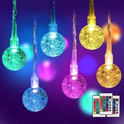 78FT Globe String Lights, Decorative Christmas Lights, Bubble Ball 120 LEDs, Indoor & Outdoor, Waterproof, Plug-in, 16-Color, Remote Control, for Wedding, Camping, Bedroom, Party, 2-Pack 39FT