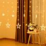 12 Stars 138-LED Lights - Remote Control Star Curtain Fairy Lights with 8 Lighting Modes, Decoration Lights for Bedrooms, Christmas, Weddings, Party (Warm White)