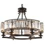 NOXARTE Round Crystal Chandelier Hanging Pendant Ceiling Light Black Fixture for Dining Room Bedroom