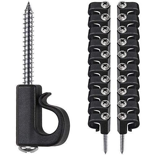 SELEWARE Set of 20 Q-Hanger, Home Christmas Lights Hanger Hooks with Phillips Screw for Garage New Year Party Outdoor Easy Release Wire and Fairy Led Lights, Heavy Duty 40 LB Capacity, Black