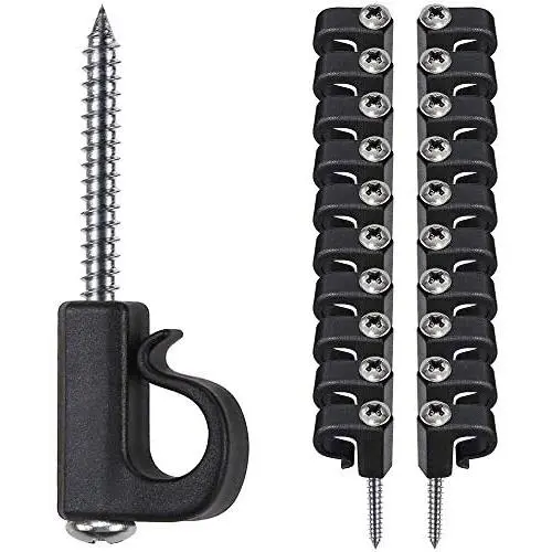 SELEWARE Set of 20 Q-Hanger, Home Christmas Lights Hanger Hooks with Phillips Screw for Garage New Year Party Outdoor Easy Release Wire and Fairy Led Lights, Heavy Duty 40 LB Capacity, Black