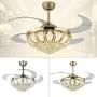 TFCFL Chandelier Ceiling Fans 42'' Luxury Retractable and Remote Control Crystal Ceiling Fan Light Kit Dimmable 3 Speeds Lighting Fixture Silent for Dining Bedroom Living Kitchen Office (Silver)