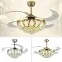 TFCFL Chandelier Ceiling Fans 42'' Luxury Retractable and Remote Control Crystal Ceiling Fan Light Kit Dimmable 3 Speeds Lighting Fixture Silent for Dining Bedroom Living Kitchen Office (Silver)
