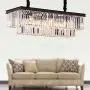 Meelighting L39.4'' W10.2'' Rectangle Modern Crystal Chandeliers Lighting Pendant Ceiling Lights Fixture Lamp for Dining Living Room Meelighting L39.4'' W10.2'' Rectangle Modern Crystal Chandeliers Lighting Pendant Ceiling Lights Fixture Lamp for Dining Living Room