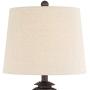 Horace Rustic Farmhouse Table Lamps Set of 2 with Nightlight Miner Lantern Brown Oatmeal Tapered Drum Shade for Living Room Bedroom Bedside Nightstand Office Family - Franklin Iron Works