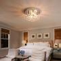 PUSU Crystal Light Fixture Flush Mount Chandelier Ceiling Light 4G9 Elegant Design Diameter 11.8'' Light Fixture Ceiling Chandelier Chrome Base Special for Bedroom Living Room Hallway Dining Room