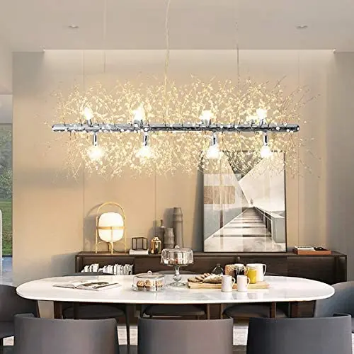 Ganeed Chandeliers Firework,12-Light LED Pendant Lighting,Modern Crystal Stainless Steel Hanging Light Fixture for Dinner Table Bedroom Living Room Porch L 36.5''(Chrome) Ganeed Chandeliers Firework,12-Light LED Pendant Lighting,Modern Crystal Stainless Steel Hanging Light Fixture for Dinner Table Bedroom Living Room Porch L 36.5''(Chrome)
