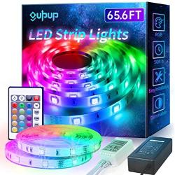 LED Strip Lights 65.6ft, GUPUP LED Lights for Bedroom SMD 5050 12V, LED Lights RGB Color Changing LED Lights Strip with Remote for Kitchen, Room,Party, Home Decoration, Non-Waterproof (2x32.8ft）