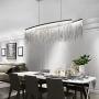 Moooni Post-Modern Rectangle Aluminum Tassel Linear Chandelier Rectangular Pendant Light Fixture for Dining Room Kitchen Island Over Table L40''