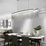 Moooni Post-Modern Rectangle Aluminum Tassel Linear Chandelier Rectangular Pendant Light Fixture for Dining Room Kitchen Island Over Table L40''