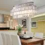 Moooni Modern Oval Rectangular Crystal Chandelier Ceiling Lighting Hanging Pendant Light Fixture for Dining Room Living Room L31.5'' x H12.8''