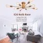 PUMING 8 Lights Gold Modern Sputnik Chandeliers Semi-Flush Ceiling Light Fixture for Living Room Bedroom Bathroom Kitchen Cottage Lighting