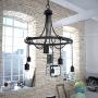 VAXCEL Industrial Edison Bulb Chandelier - Rustic DIY Pendant Light Kit, Dark Bronze Edison Dining Room Lighting, Adjustable Wagon Wheel Farmhouse Hanging Edison Spider Light