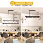 Depuley 5-Light Farmhouse Linear Light Fixture Chandelier, Vintage Island Light Fixtures, Rectangular Metal Cage Table Pendant Lighting for Dining Room, Kitchen, Breakfast Bar, 5×E26 Bulbs Included