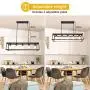 Depuley 5-Light Farmhouse Linear Light Fixture Chandelier, Vintage Island Light Fixtures, Rectangular Metal Cage Table Pendant Lighting for Dining Room, Kitchen, Breakfast Bar, 5×E26 Bulbs Included