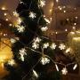Chiachi 2 Pack Christmas Lights,Snowflake String Lights 40 ft 80 LED Fairy Lights with 36 Pcs Snowflakes Window clings Operated Waterproof for Bedroom Xmas Indoor Outdoor Party Supplies (Warm Light)