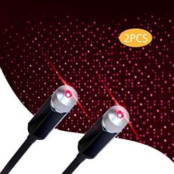 USB Star Light, 2 Packs, Aevdor Car Ceiling Interior Light, Portable Romantic Red USB Night Light Atmosphere Decorations Lamp for Bedroom, Car, Party, Ceiling and More -Plug and Play