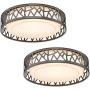 Flush Mount Light 2 Pack, VICNIE 12 inch 15W LED Bedroom Light Fixtures Ceiling, 3000K Warm White, Oil Rubbed Bronze Fihished, ETL Listed (Metal Body and Acrylic Shade)