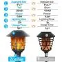 Flickering Flame Solar Pathway Flame Lights - Solar Lights Outdoor Torch Waterproof LED Metal Landscape Lights Heavy Lights Security Path Lights for Garden, Patio, Pathway, Balcony and Pool,4 Pack