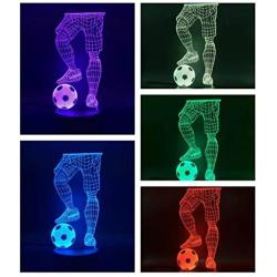 XXCZB Night Light for Kids Soccer Player 3D Night Light LED Bedside lamp 7 Color Changing Christmas Halloween Birthday Gift Toy for Child Baby boy