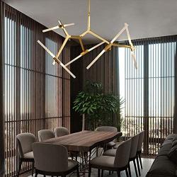 Modern Industrial Chandelier Metal Glass LED Branch Chandeliers Pendant Lamp Light DIY Ceiling Fixtures for Living Room Dining Room Lamps