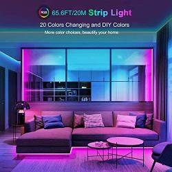 65.6ft/20M LED Strip Lights, 5050 SMD Color Changing Light Strip with Remote, 600LEDs Bright RGB LED Lights, for Bedroom, Kitchen, Party,DIY Home Decoration(4X16.4ft)